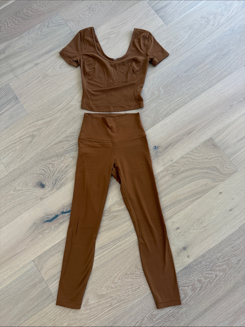 Lululemon Align Brown Active Leggings & Scoop Neck Crop Top Set